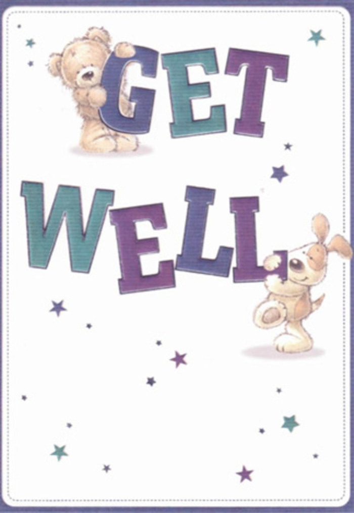 A celebration of encouragement and healing, this charming get well card shines with the comforting spirit found across Cockfosters, from its cosy cafés to leafy green lanes. Anchoring the design are two winsome friends: a bear with plush, blush-tinted fur, his rounded cheeks brushed with softness, and an eager puppy with long, floppy ears, both outlined in expressive strokes that hint at a gentle personality. The scene is alive with clusters of playful stars-deep violets mingling with teal and sky blue-swirling above and around the characters in a dance of cheerful support. Big, friendly letters shaded in hues reminiscent of wildflowers from Cockfosters' weekend markets form the message 'Get Well,' providing optimistic grounding to the artwork. Close inspection reveals nuanced textures: the bear's coat appears almost huggable, the puppy's ears look just as inviting as a soft wool scarf on a chilly morning along Bramley Road. The overall palette-a harmony of indigo, aqua, and creamy white-evokes a fresh, welcoming atmosphere, inviting recipients of all ages to feel reassured and uplifted. When paired with a bespoke bouquet from Cockfosters Florist, perhaps destined for a friend recovering on Mount Pleasant, this card becomes more than a message; it transforms into a heartfelt gesture of community care and light-filled encouragement.